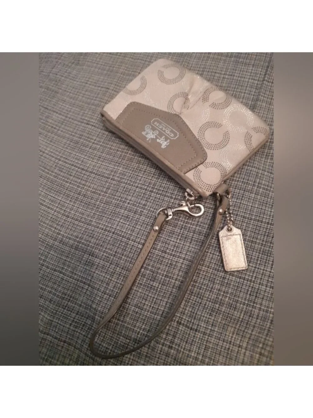 Coach Silver and Gray Signature C Y2K Wristlet